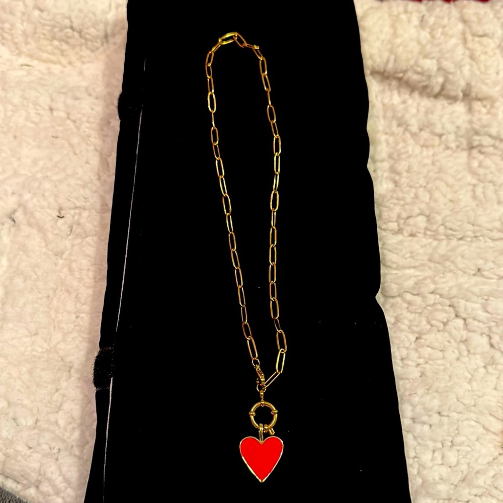 Necklace Heart Greek Pendant for Women Stainless Steel Long Chain Jewelry